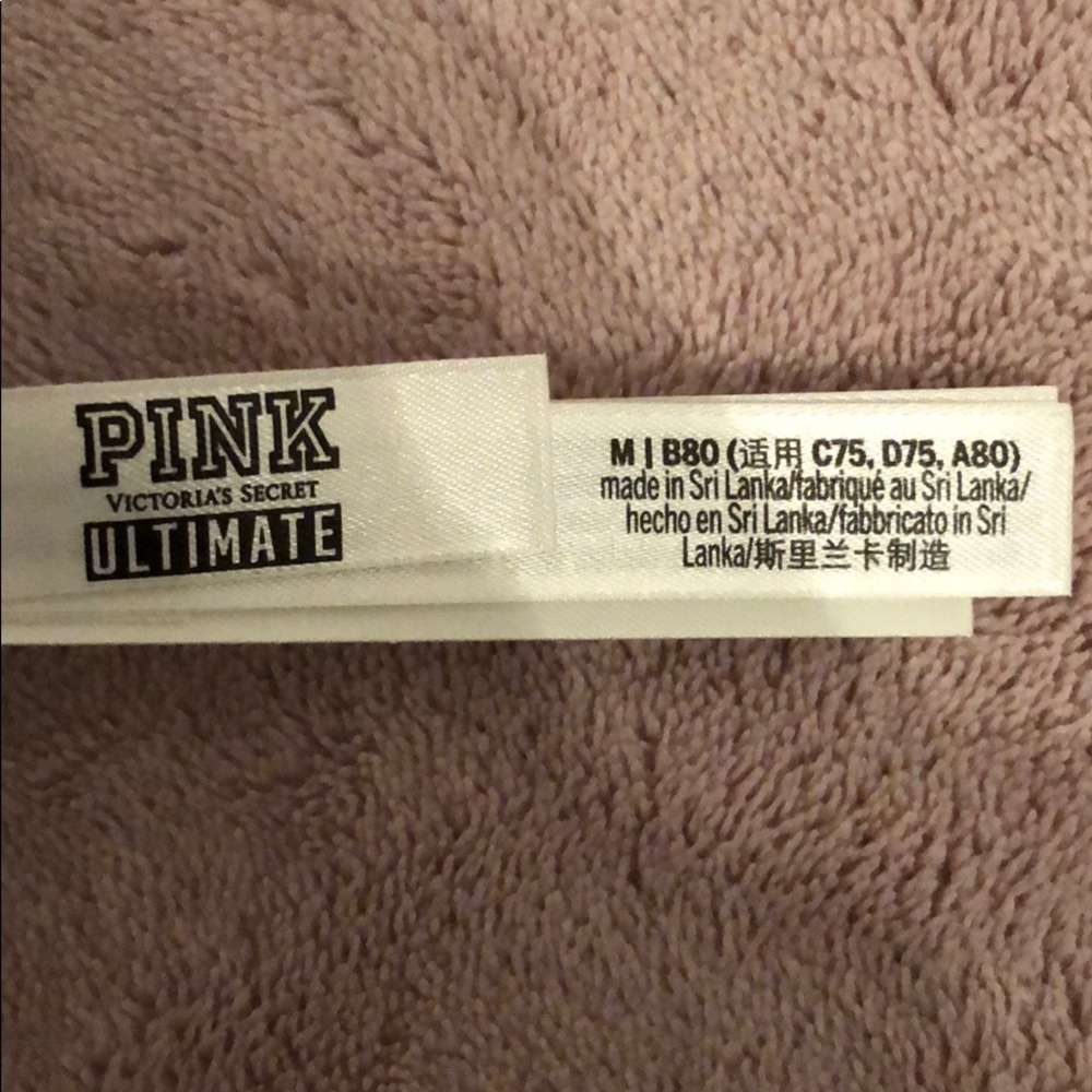 VS PINK Ult Lightly Lined Sports Bra Blue logo - Picture 6 of 7